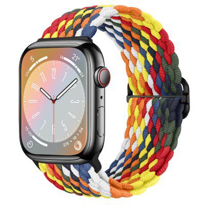 SUIMUMU Braided Strap Compatible with Apple Watch Straps 45mm 41mm 40mm 44mm Elastic Solo Loop Sport Bands for IWatch Series 8 7 6 5 SE Ultra Adjustable Stretchy Belt with Buckle(Watch Not Include)