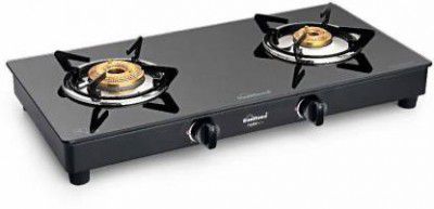 Sunflame CRYSTAL NOVA 2 BURNER BLACK Glass Manual Gas Stove 