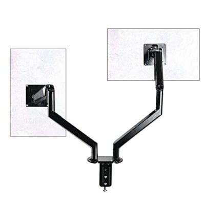 Sunon Dual Monitor Stand - Adjustable Spring Monitor Desk Mount Swivel Vesa Bracket C Clamp - Each Arm Holds 19.84 lbs, Black