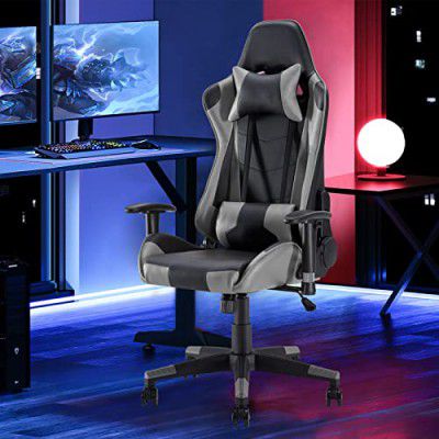 Sunon Gaming Chair with Premium PU Leather | 3 Years Warranty (Black & Grey)