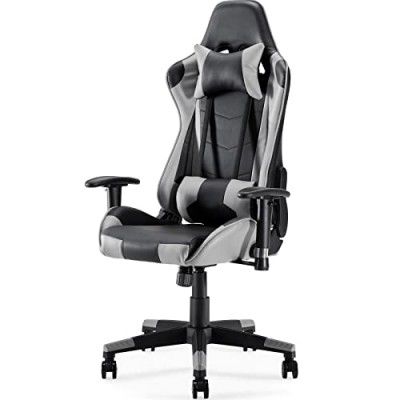 Sunon Gaming Chair,Faux Leather Computer Chair with Lumbar Support,Height Adjustable Gaming Chair with 360°- Swivel Seat and Headrest for Office or Gaming - Black & Blue