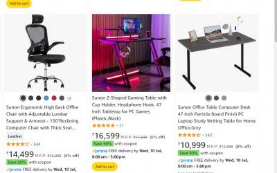 Sunon Office Chairs, Desk & more, Up to extra 50% off coupons