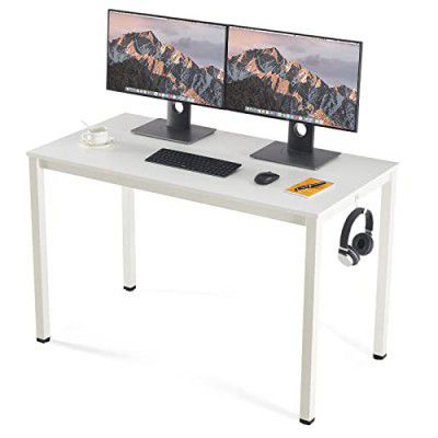 Sunon Office Table Computer Desk, 120cm Home Office Writing Corner Desk, Modern Simple Style PC Laptop Table, Metal Frame