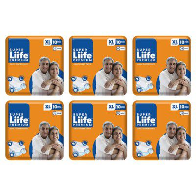 Super Liife Soft and Rash Free Premium Adult Diaper for Unisex with Wetness Indicator - 60 Count (Extra Large) (121-172 cm | 48-68 Inches)