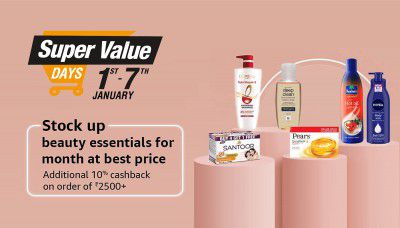 Super Value Days: Beauty Products | Additinal 10% Cashback On Order Of ₹2500+