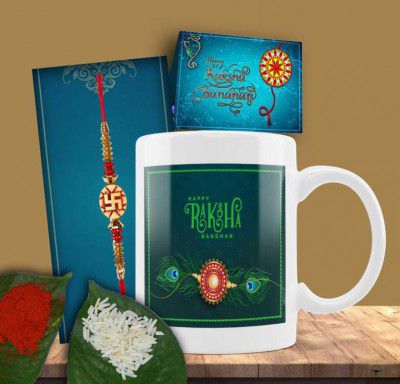 Suppro  Rakhi, Chawal Roli Pack, Greeting Card, Mug Set  (1 Rakhi, 1 Mug, Roli & Chawal, Greeting Card)