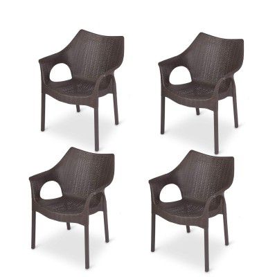 Supreme Cambridge Plastic Chairs for Home, Outdoor & Garden (Set of 4, Wenge)