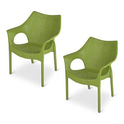 Supreme Cambridge Plastic Chairs for Home, Outdoor & Garden (Set of 2, Mehandi Green)