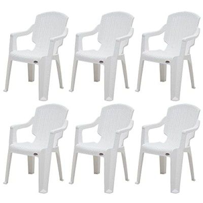 Supreme Furniture Mark Plastic with Arm Chair Suitable for Home, Office, Garden, Living Room, Cafeteria, Restaurant, Hotel, Resort, Indoor & Outdoor (Set of 6, Milky White)