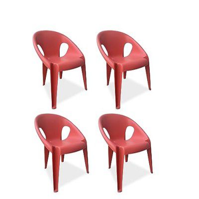 Supreme Furniture Tulip Plastic Armchair - (Set of 4,Sunset RED)