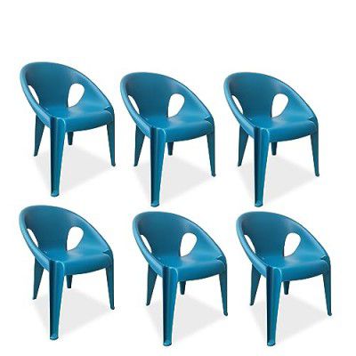 Supreme Furniture Tulip Plastic Armchair - Perfect for Any Space (Set of 6,Cobalt Blue)