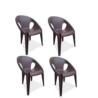 Supreme Furniture Tulip Plastic Armchair - (Set of 4,G.Brown)