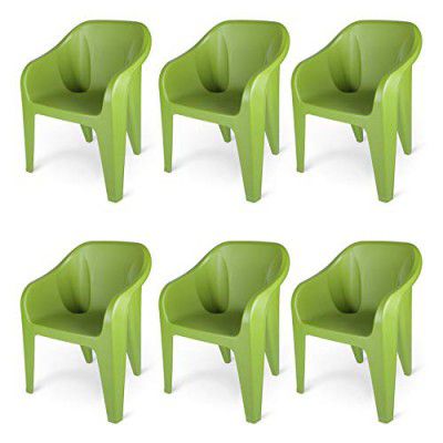 Supreme Futura Plastic Chairs for Home and Office (Set of 6, Mehandi Green)