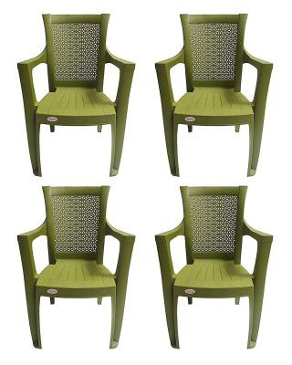 Supreme Net Set of 4 Plastic Chairs, Mahendi Green