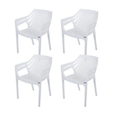 Supreme Spectrum Plastic Chair for Home, Garden and Office, Set of 4 (Milky White)