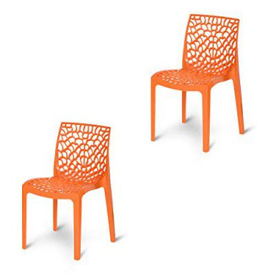 Supreme Web Designer Plastic Chair for Home and Office (Set of 2, Orange)