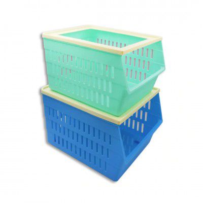 Suzec 2 Layer Plastic Modular Basket Drawer Chest Storage