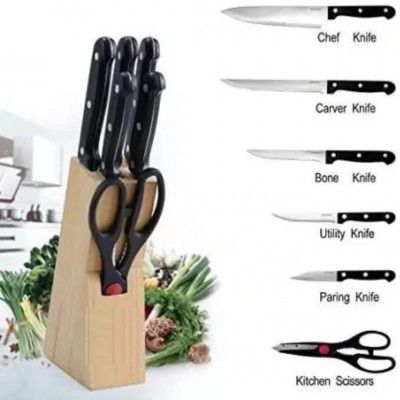 Suzec Kitchen Knife Set Wooden Block and Scissors  