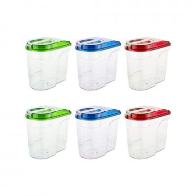 Suzec Plastic Storage Container Set with Opening Mouth 1500ml (Pack of 6) , Multi color