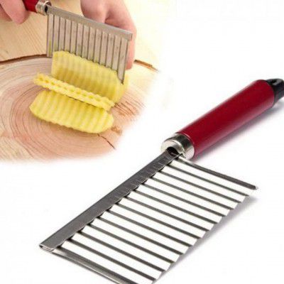 Suzec Stainless Steel Crinkle Cut Knife Vegetable Potato Chip Cutter with Wavy Blade Cutter