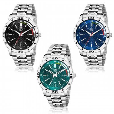 SWADESI STUFF Pack of 3 Multicolor Dial Analogue Watch for Men and Boys