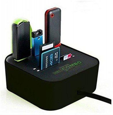 SWAPKART 3 Port USB 2.0 Hub + All in One Combo Card Reader for Pen Drive