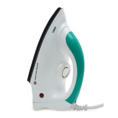 Swiss Military EBEL 1000 Watt Dry Iron, SM001EB2, White and Green Colour|Temperature Control|Non Stick Coated Sole Plate|360 Swivel cord