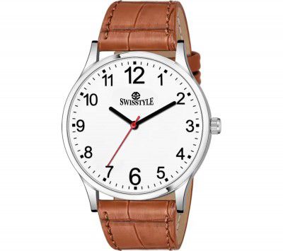 SWISSTYLE Analog Mens Watch (White Dial Brown Colored Strap)