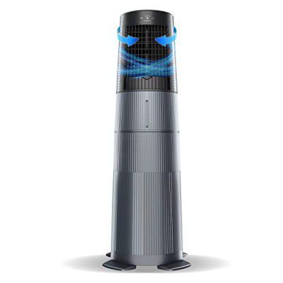 Symphony Duet i-S Personal Tower Cooling Fan For Home and Office with Honeycomb Pad, Powerful Blower, Auto Rotation and Low Power Consumption (6L, Grey)