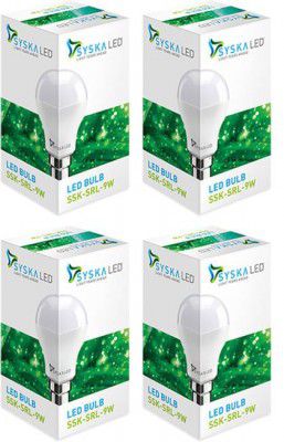 Syska 9 W Standard B22 LED Bulb (White, Pack of 4)