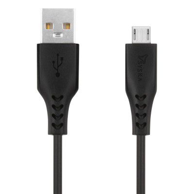 SYSKA CCMP01 1.2 m Micro USB Cable (Compatible with Mobile, Tablet, Elegant Black)