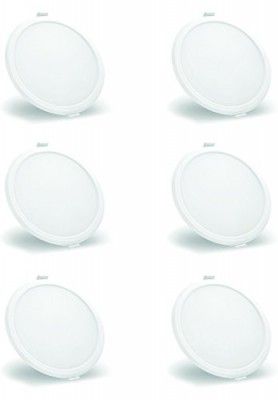 SYSKA SSK-RDL-R-5W-6K 5-Watt Round LED Slim Recessed Panel Lights (Pack of 6, Cool Day Light)