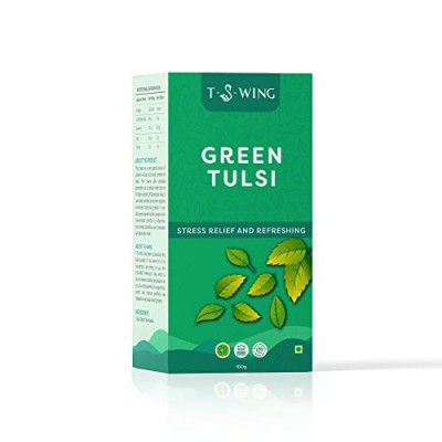 T-S-WING Tulsi Green Tea | Loose Leaf Tea | Improves Liver Function and Boosts Cardiovascular Health | 100 gm