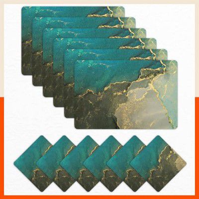 Table Mats by Bathla - Set of 6-45cm x 30cm Table Placemats & Coasters for Home Dining Table | Multipurpose, Heat-Resistant, Waterproof & Washable | Matworks (Amazonia, Polyvinyl Chloride)