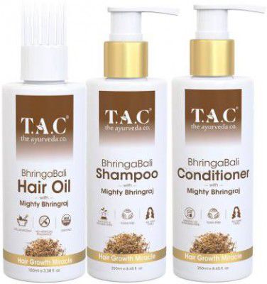 TAC - The Ayurveda Co. Combo of Bhringabali Hair Oil, Hair Shampoo and Hair Conditioner  (3 Items in the set)