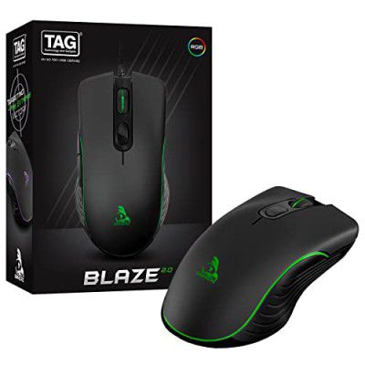 TAG Gamerz Blaze 2.0 RGB Optical USB Gaming Mouse | Ergonomic and Ambidextrous Design | 3200 DPI | Forward and Backward Button | Lightweight | 1.5m Cable | Plug and Play for Laptop, PC, Mac