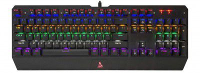 TAG GAMERZ Anti-Ghosting USB-A Mechanical Warrior Gaming Keyboard with (Blue ) OUTEMU Switch with 6 Zone Color Backlight, 18 Lighting Effects