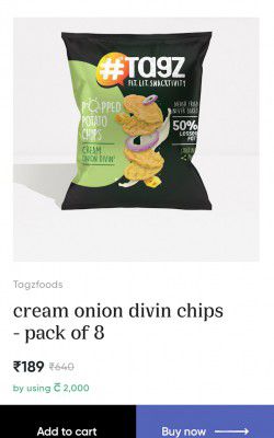 Tagzfoods cream onion divin chips - pack of 8