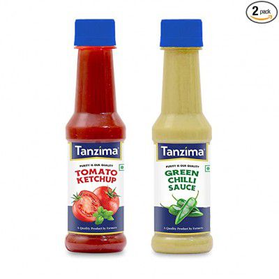 Tanzima® Tomato Ketchup and Green Chilli Sauce, Combo Offer Pack of 2 (200g Each)