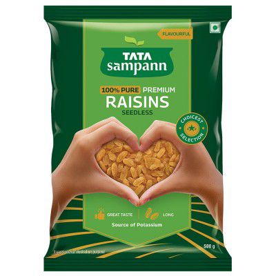 Tata Sampann 100% Pure Premium Raisins Seedless, 500g