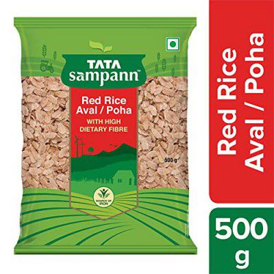 Tata Sampann Red Rice Poha Aval with High Dietary Fibre, 500 g