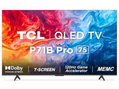 TCL 189 cm (75 inches) 4K Ultra HD Smart QLED Google TV 75P71B Pro 