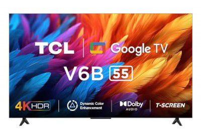 TCL (55 ") Metallic Bezel-Less Series 4K Ultra HD Smart LED Google TV 55V6B (Black)