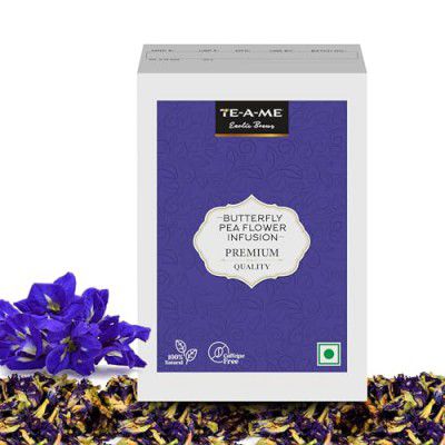 TE-A-ME - Butterfly Pea Flower Tea - Blue Colored Tea - 40G | Ayurvedic Shankhpushpi Flower | Helps Relieve Stress | Caffeine Free - Herbal Tea | Includes Butterfly Pea Flower Petals