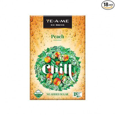 TE-A-ME Chill Peach Iced Infusion Tea, 18 Pyramid Infusion Tea Bags | Ice Brews | Cold Brew | Flavoured Infusion Ice Tea