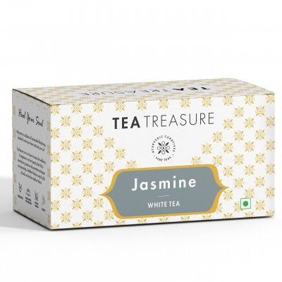 Tea Treasure Jasmine White Tea, Antioxidants Rich & Helps in Weight Management,, Yellow 18 Pyramid Tea Bags