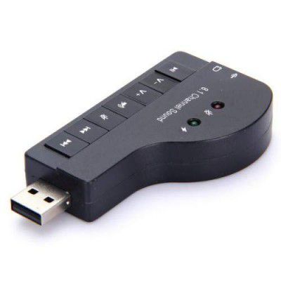 Technotech 8.1 Channel Sound Card Adapter Piano Shape USB 2.0 to 3D Audio for Windows Linux-8.1 Sound Card Black