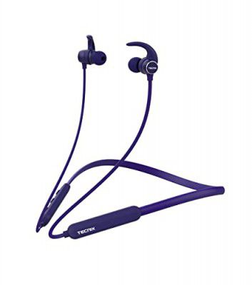 TECNIX Hi-Fi Sound Bass Wireless Neckband with HD & Stereo Sound,Portable & Magnetic Design, Fast Charging 10min-4hr,Bluetooth V5,160 mAh,Playtime 8hr Environmental Noise Cancellation (K1 Purple)