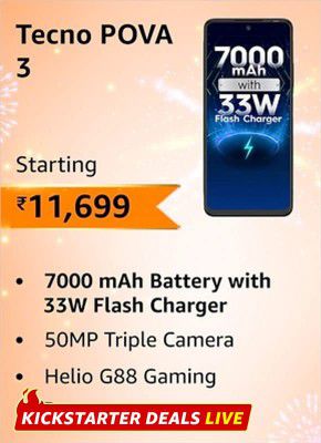 Tecno POVA 3 (4GB RAM | 64GB Storage) Starting @ ₹11,699