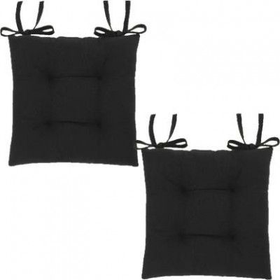 Texlux Cotton Solid Chair Pad Pack of 2  (Black)